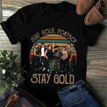 Los de afuera Stay Gold Ponyboy Estancia de Oro de los Hombres DE Negro de la Camiseta de Algodón S-3Xl 41 30 40 50 Cumpleaños de la Camiseta