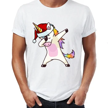 Los hombres de la Camiseta de Frotar el Unicornio Dab Panda Pug Gato Santa muñeco de Nieve de Navidad Edición Impresionante Camiseta