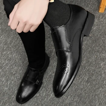 Los hombres de Oxford Zapatos de cuero genuino Estilo Clásico Formal Hombre Vestido de Oficina de Negocios de la fiesta de la Boda de Encaje Hasta la Punta del Dedo del pie Zapatos de los Hombres