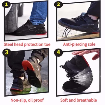 Los hombres de punta de Acero Anti-sensacional Trabajo de Zapatos de Hombre de la Punción de la Prueba de los Zapatos de Seguridad antideslizantes Punción Prueba Indestructible Botas de Seguridad