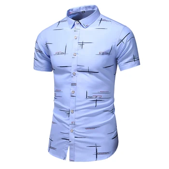 Los hombres de Verano Más el Tamaño Impreso casual de manga Corta camisas masculinas Slim fit de vacaciones en Hawai Playa de camiseta camisa masculina 6XL 7XL