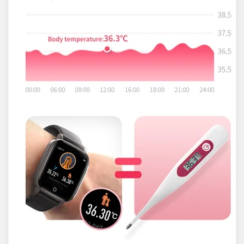 Los hombres del Reloj Inteligente de la Temperatura Corporal 24H de Medición de la Salud Reloj Ritmo Cardíaco Smartwatch de Fitness Tracker Para XIAOMI Android IOS