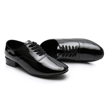 Los hombres Modernos Zapatos de Baile de Cuero/Pu latina/Salsa/Tango/Salón de Goma/Suela Suave 3.5 cm de Tacones de Zapatos de Baile para Hombres/Niños, Negro, Blanco