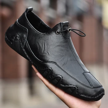 Los hombres Zapatos de Cuero Casual de Alta Calidad Mocasines Pisos de la Luz Suave de los Zapatos de los Hombres de la Moda de Conducción Calzado Zapatillas de deporte de Moda de Gran Tamaño 46