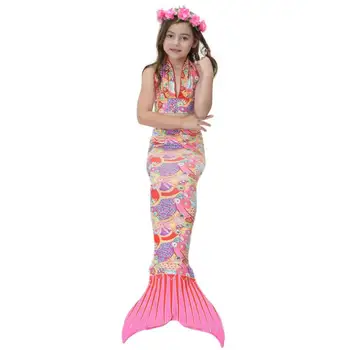 Los niños de las Niñas 3Pcs Cola de Sirena Nadando Bikini Set de trajes de baño Sumergible Trajes 110-150CM