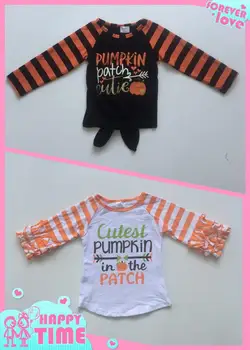 Los niños de las niñas camisas de los niños de Halloween ropa de algodón raglans niñas pumpkin patch superior de bebé lindo raglans