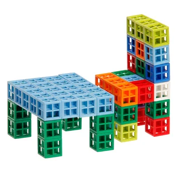 Los niños juguetes educativos de preescolar el aprendizaje de herramientas de plástico conecting juguete conjunto de bloques de enlace de juguete de bloques de construcción en 12 colores 60pcs