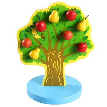 Los niños Juguetes Educativos Magnético de la Manzana del Árbol de Pera Juguetes de Madera de Simulación de Juguete para los Niños Regalos de Cumpleaños