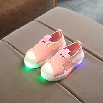 Los Niños Luminoso Zapatos De Lona De Los Niños Led Zapatillas De Deporte Para Los Niños De Las Niñas Casual Zapatos Deportivos De Otoño Bebé Suave De La Parte Inferior De Zapatillas Con Luces