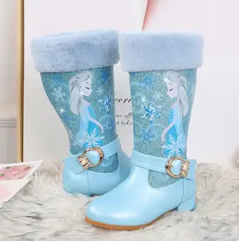 Los nuevos Hijos de la niña de nieve de la Princesa de algodón botas de los Niños Elsa además de terciopelo grueso caliente con lentejuelas botines