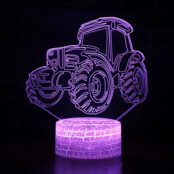 Los tractores tema 3D Lámpara de luz de noche LED 7 Colores Cambio de Toque de Humor de la Lámpara de regalo de Navidad Dropshippping