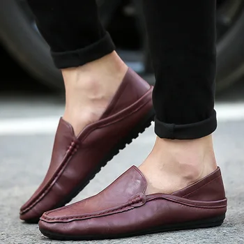 Los Zapatos de los hombres de Cuero Zapatos Hombre Rojo Mocasines Primavera/Otoño Nueva Moda Casual de Deslizamiento Superficial-en el Respiradero de Lujo Respiro Zapatos de los Hombres