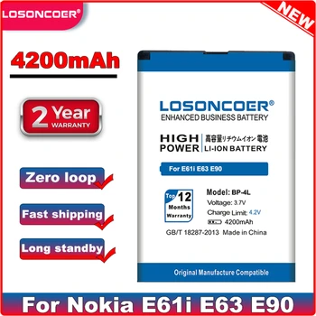 LOSONCOER 4200mAh BP-4L BP4L BP 4L vuelva a colocar la batería Para Nokia E61i E63 E90 E95 E72 E52 E71 6650F N97 N810