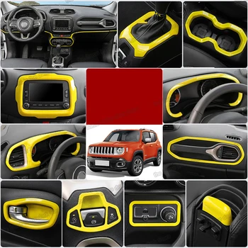 Lsrtw2017 amarillo Abs Panel de control del Coche Engranaje Panel de Co-piloto Adornos tronco neto adornos para el Jeep Renegade 2016 2017 2018 2019 2020