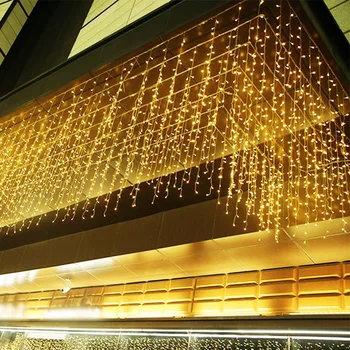 Luces de navidad al aire libre de la Decoración de 4m 8m 16m 20m de la Caída de 0.6 m Led de la Cortina de Carámbano Cadena de Luces Nuevo Año 2021 Guirnalda de Luces de Hadas