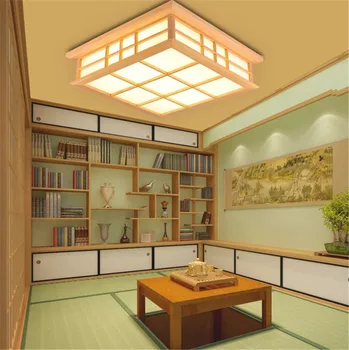Luces de techo de estilo Japonés lámpara de techo de led de madera maciza de accesorio de iluminación de tatami sala de estar dormitorio lámparas de techo