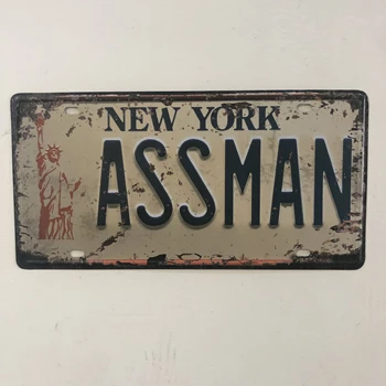 [Luckyaboy] Nueva York Assman en Relieve 3D Retro Licencia de la Placa de lata de Metal Signo Vintage Pub Garaje de Casa Cafe Placa Decorativa