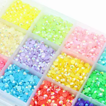 Lucía artesanías de 15 colores de la Mezcla de Cristal de Resina de las planas de 4 mm Suelta diamantes de imitación DIY Nail Art Accesorios F1111