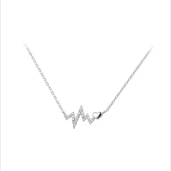LULU-CERDO Caliente 925 Sterling Silverelectrocardiogram Collar Con un Simple Y Versátil Temperamento Collar C007
