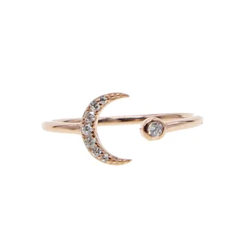Luna star apertura de anillo elegante y minimalista de la muchacha de las mujeres de regalo de de la plata esterlina 925 lindo Luna hermosa cuerno 2019 últimos diseños de anillos