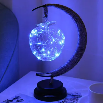 Luna Star lámpara de mesa, Lámpara de Neón de la Linterna de la Batería de Hadas de la Luz de la Lámpara del LED Cadena de Luces de Navidad Decoración de Eid Mubarak Luces de navidad