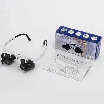 Lupa Gafas Lupas Lupa Gafas con luces LED de Reparación de relojes 8x 15 x 23X Doble Ojo de la Joyería Lupa Lente Nuevo