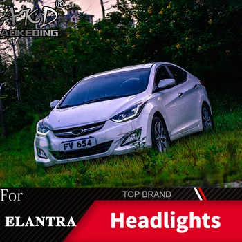 Lámpara de cabeza Para el Coche Hyundai Elantra 2012-2016 de los Faros de las Luces de Niebla, Luces de circulación Diurna DRL H7 LED Bi Xenon Bombilla de Accesorios para Automóviles