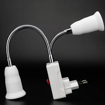 Lámpara de LED de Base Doble E27 Socket AC85-265V max 60W Ajustable Adaptador de la UE NOS Enchufe de la Bombilla de Ajuste de Ahorro de Energía Lampada Titular