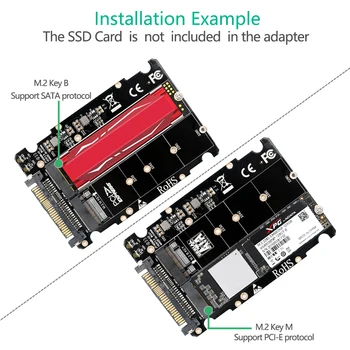 M. 2 SSD U. 2 Adaptador de 2in1 M. 2 NVMe y SATA-Bus NGFF SSD PCI-e U. 2 SFF-8639 Adaptador de PCIe M2 Convertidor para Computadoras de Escritorio