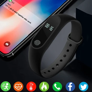 M2 Smart Band Pulsera de fitness Pulsera de Reloj Monitor de Ritmo Cardíaco Impermeable de Bluetooth de la pantalla OLED Tracker para IOS, Android
