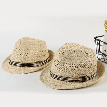 MAERSHEI de la Moda de la Mano de Obra de las Mujeres de Rafia Sombrero de Paja de Verano de Sol, Sombrero Fedora Hombres de Sombrero de Panamá Sombrero de Gángster de la Playa Sombrero Boho cap
