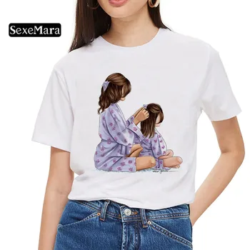 Mama Camisa Mamá Vogue camiseta de la Hija de la Mujer Super Blanco de Impresión de Streetwear 2020 de la Moda Europea de Tamaño Más Lindo de las Mujeres T-shirt