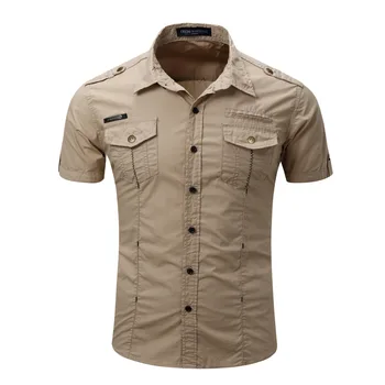 Marca 2020 los Nuevos Hombres de la Camisa de Carga Militar de Estilo de la Camisa de Verano Casual Sólido Algodón Camisas de Hombre Talla S-3XL camisa masculina