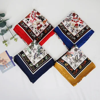 Marca de lujo de 70*70cm de Seda de la Bufanda de las Mujeres 2020 Nuevo Tarot de Impresión Cuadrado Pequeño de Cabello en Mujeres de la Bufanda de la Bolsa de la Bufanda de 15 Estilos de Imitar la Seda de Regalo