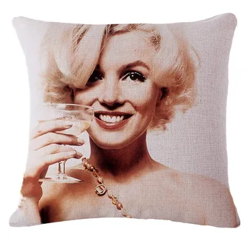 Marilyn Monroe Decorativo Almohada, Ropa de cama de Algodón Cojín de Sofá Cintura funda de Almohada el Sofá de su Casa de la Plaza Cubierta del Amortiguador 45x45cm