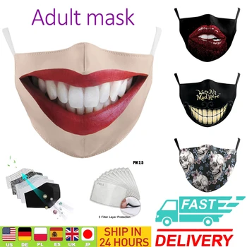 Mascarilla de Adulto Filtros de PM2.5 Labios Imprime Reutilizables Máscaras de Cara Contra de Algodón a prueba de Polvo de la Boca Tela Lavable, Cubierta a Prueba de Máscara