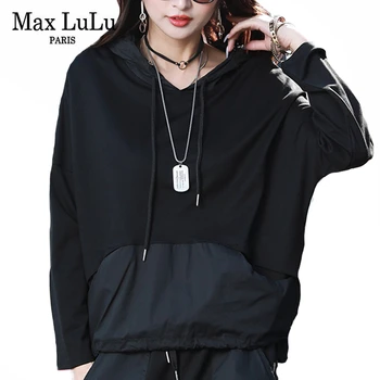 Max LuLu Nueva 2021 Primavera Coreana De La Moda De Señoras Del Estilo Punk Camisetas De Mujer Casual Patchowrok Camisetas Hembra De Gran Tamaño De La Ropa