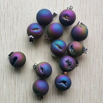 Mayorista 10pcs/lot 2019 nueva moda de la piedra natural multicolor onyx forma de la bola de los colgantes de los encantos de ajuste para la fabricación de joyas gratis