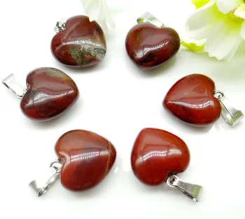 Mayorista de 30pcs de 16 mm de alta calidad de piedra natural rojo jaspers colgante de corazón de BRICOLAJE para la fabricación de joyas colgantes collar de Accesorios