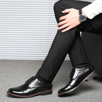 Mazefeng Hombres Zapatos de Vestir de Negocios Formales de Trabajo Suave de Cuero de Patente Punta del Dedo del pie para los Hombre de los Hombres de Oxford Pisos Más el Tamaño de 39-48