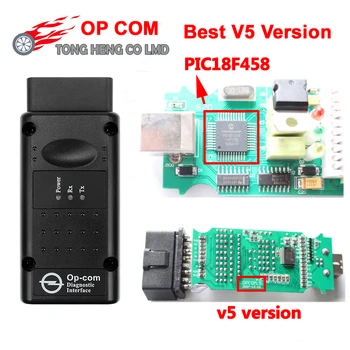 Mejor OP COM V5 Versión de OP COM Con el Real PIC18F458 BUS CAN OBD2 OP-COM V5 Para Opel OPCOM de Diagnóstico de la Herramienta de OP-COM