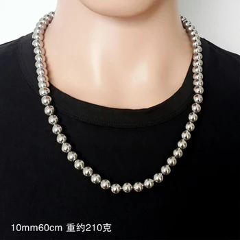 Mens collares de perlas de acero inoxidable de acero de gran tamaño perlas collar de cadena regalos para hombres accesorios de la joyería en el cuello mayorista