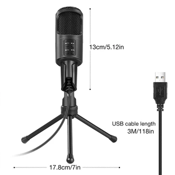 Metal USB de Condensador para Grabación de Micrófono Profesional de Karaoke Micrófonos Para el ordenador Portátil de Windows de Estudio de Grabación de Youtube
