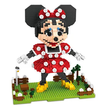 Mickey Minnie carácter de diamante de bloques de construcción de juguetes educativos de formación manos sobre la capacidad de bloques de construcción de los regalos de cumpleaños