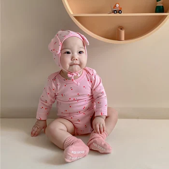 MILANCEL 2020 bebé recién nacido ropa de otoño bebé lindo conejito sombrero de cerezas de impresión niño niñas trajes de niños del bebé mono