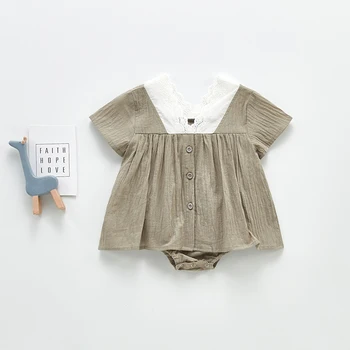 MILANCEL de las niñas de bebé ropa de bebé de algodón trajes de cuello en v de encaje patchwork bebé onesise
