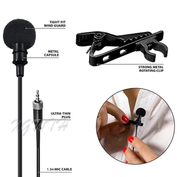 Mini Clip de Solapa Micrófono Lavalier de Condensador Omnidireccional de Audio Mic para Sennheiser G1 G2 G3 G4 Transmisor Inalámbrico de Petaca