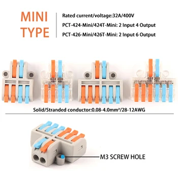 Mini Tipo Rápido Conector del Cable del Conector del Cable de la SPL 42 /62 Push-en Pequeños Conductores Divisor de Cableado del Bloque de Terminales