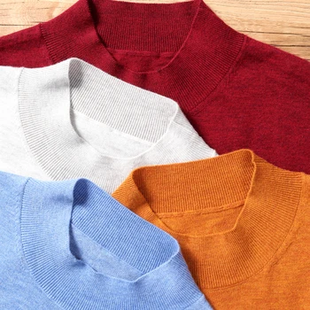 Mitad de los hombres de cuello alto de lana pullover 2020 Nuevo otoño Moda casual estilo clásico de alta calidad Cardigan suéter masculino de la Marca de ropa