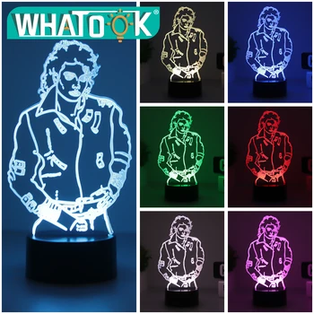 MJ Michael Jackson Signo 3D ilusión Tabla de Luces Lámpara de Escritorio 7 Cambio de Color de Acrílico USB led de los Niños de la Decoración de la Habitación de luz de la Noche